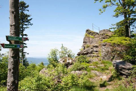 Berggipfel mit Wegweisern und toller Aussicht